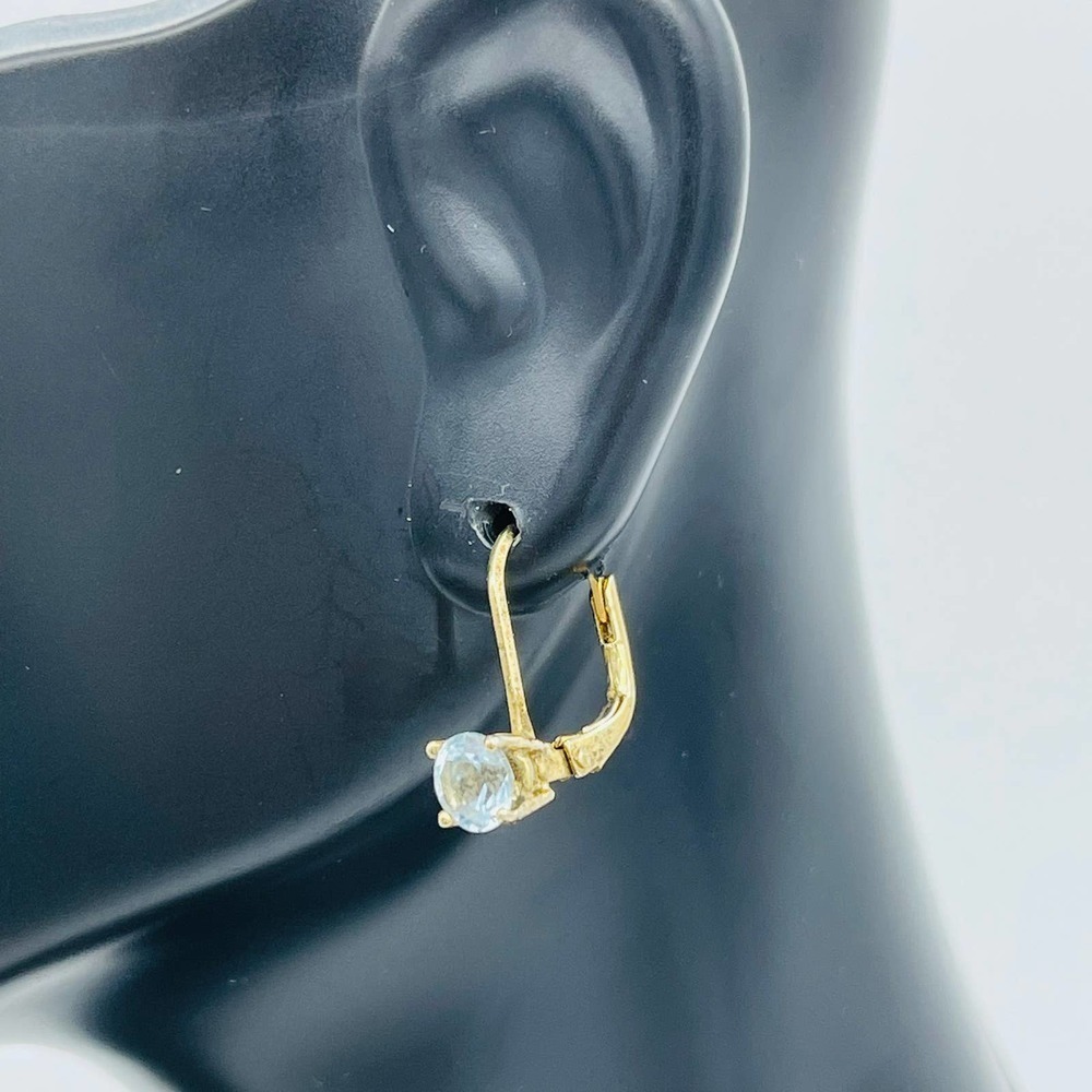 Sterling Silver, Topaz Gold Flashed Princess Cut Leverback Earrings
